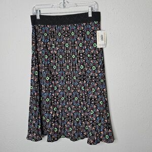 Lularoe Jill Pleated Accordion‎ Skirt Geometric Black Multicolor Size M Medium